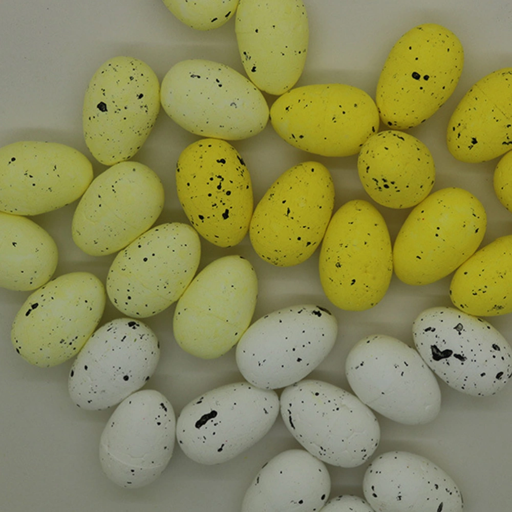 100Pcs Solid False Pigeon Eggs DIY Graffiti Fake Pigeon Eggs Creative Carrier Pigeon Decor Egg(Light Yellow)