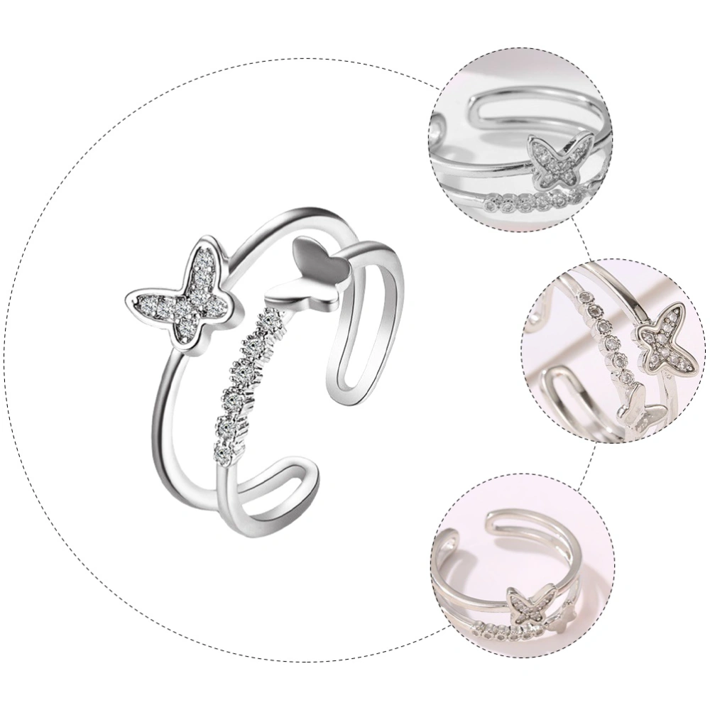 1Pc Double-layer Finger Ring Adjustable Simple Ring Women Jewelry