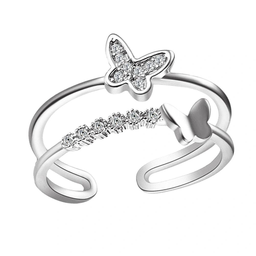 1Pc Double-layer Finger Ring Adjustable Simple Ring Women Jewelry