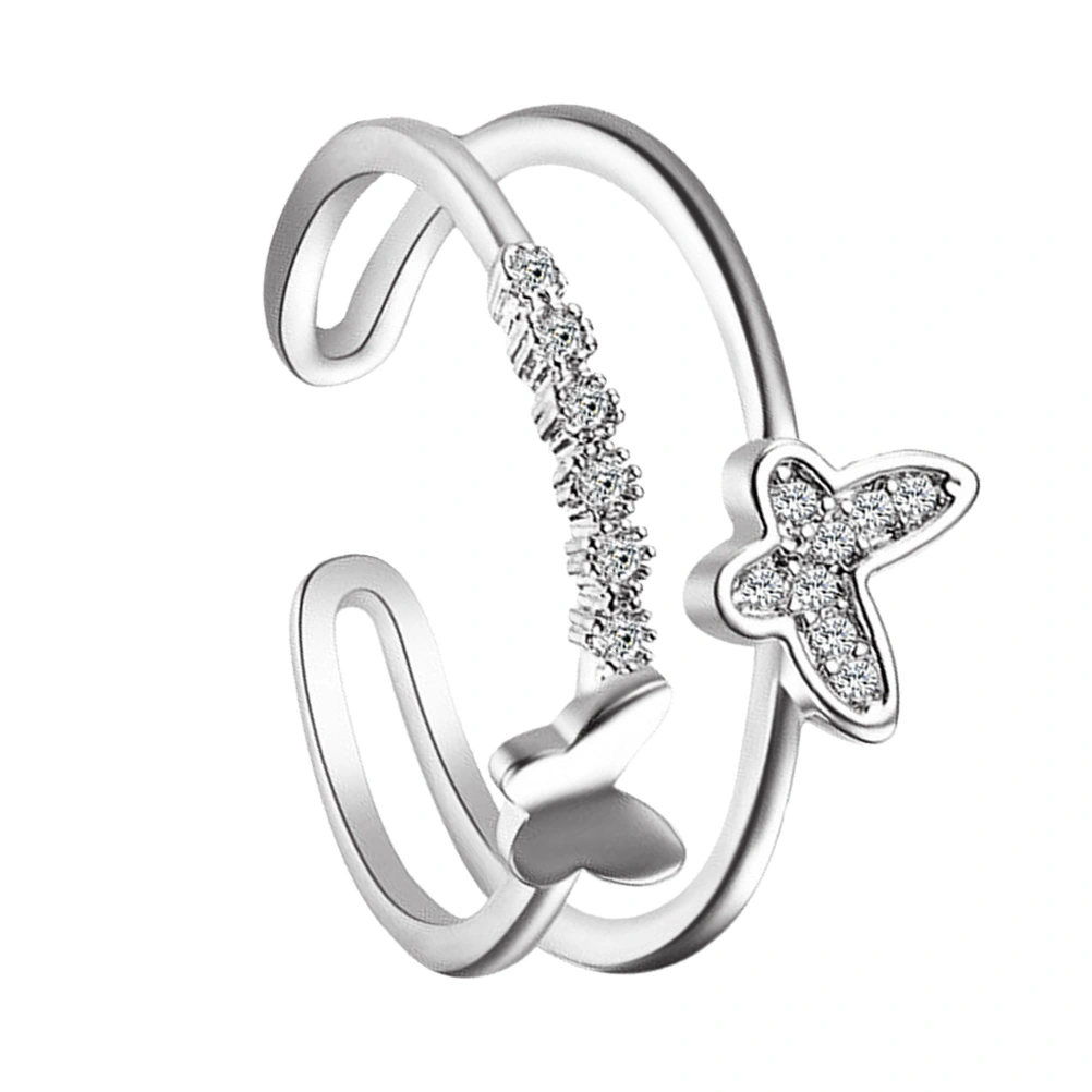 1Pc Double-layer Finger Ring Adjustable Simple Ring Women Jewelry
