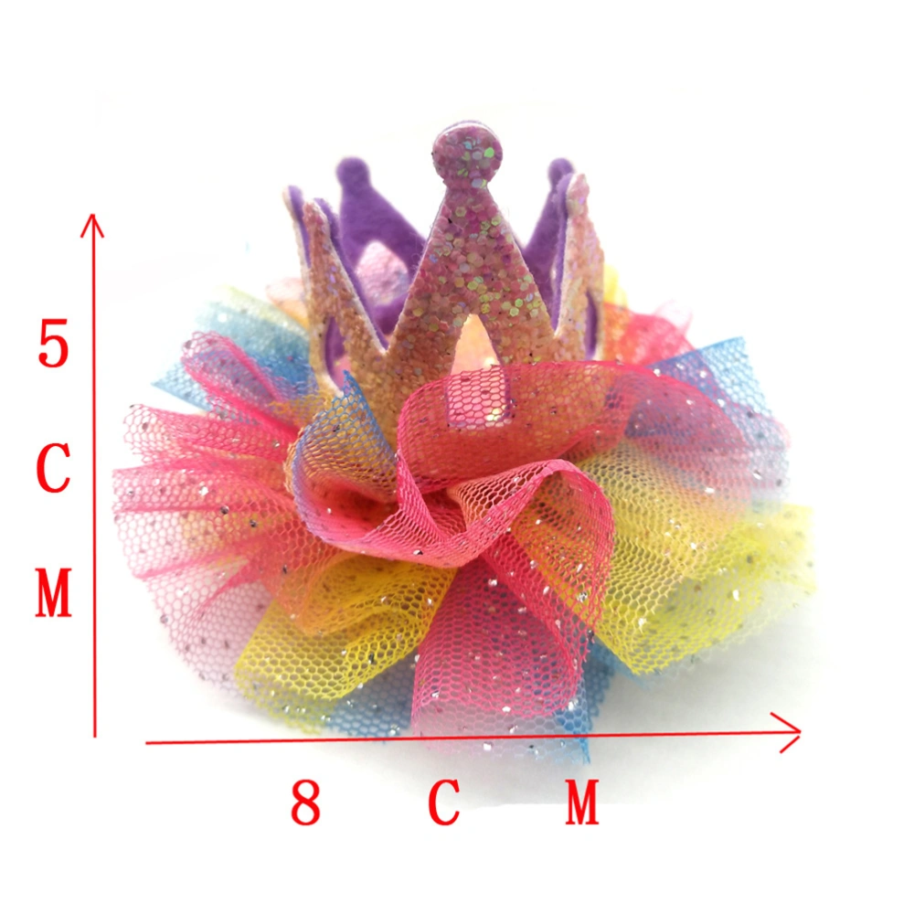 1PC Stylish Crown Birthday Hat Gauze Crown Party Hat Creative Headwear Supplies Cosplay Costume Accessory for Cat Dog Pet Purple