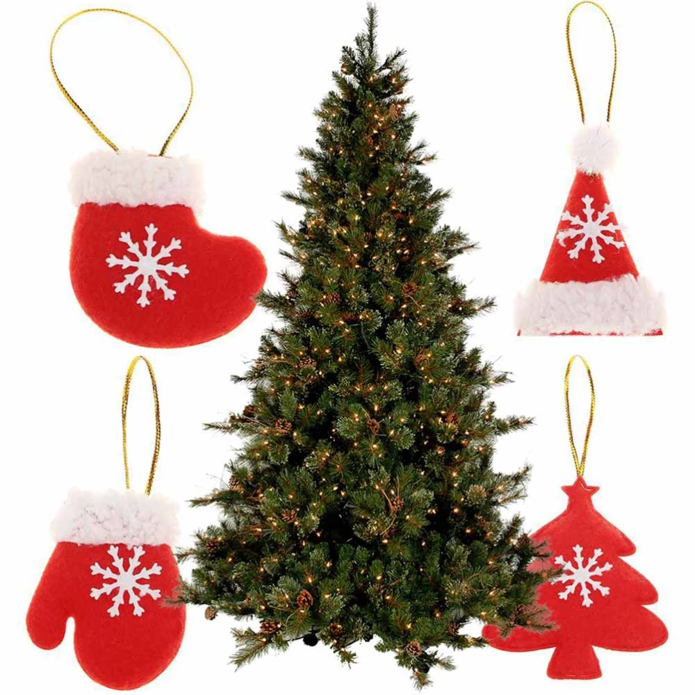 4pcs/set Christmas Fabric Ornaments Christmas Tree Pendants Hanging Embellishment for Home Decoration