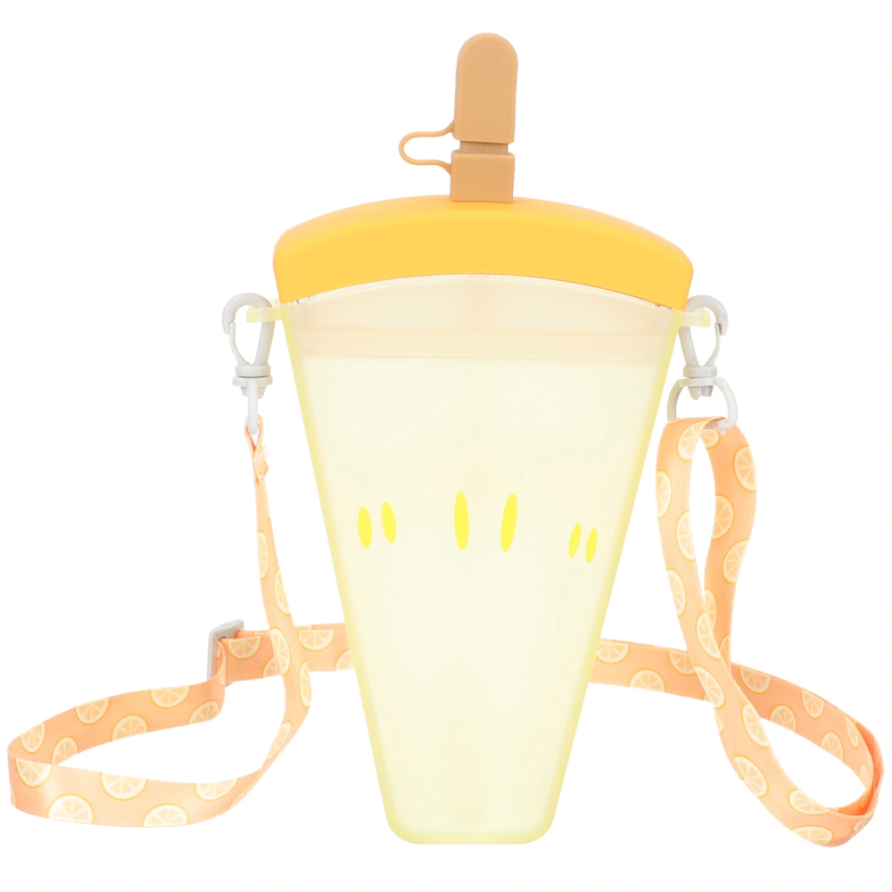 Portable Kids Water Bottle Ice Cream Water Bottle with Strap Straw Drinking Bottle