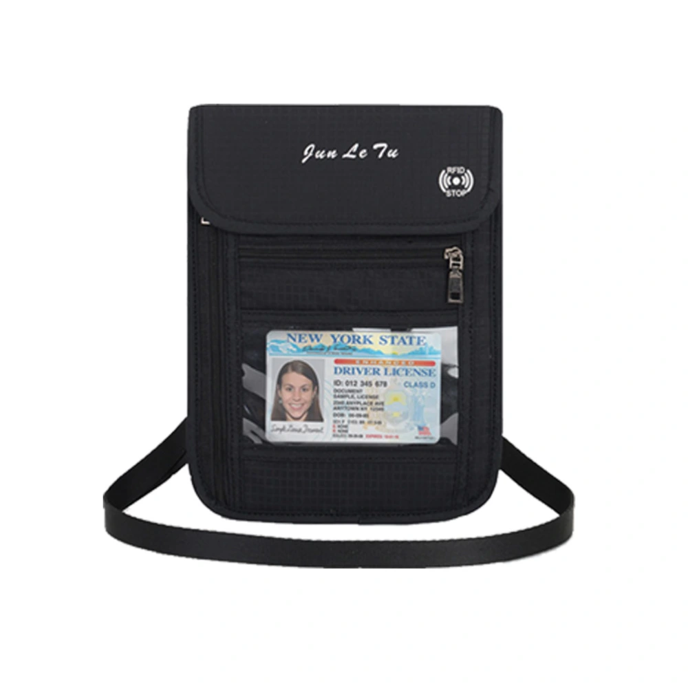 Passport Holder Crossbody RFID Blocking Pouch Shoulder Credit Storage Bag  for Man Women Travel(Black)