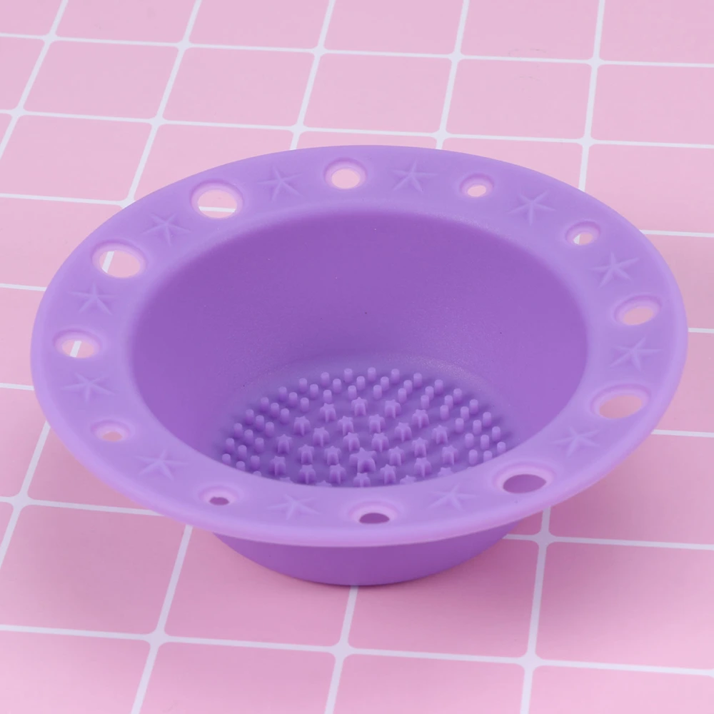 1Pc Silicone Brush Cleaner Washing Tools Cosmetics Makeup Brush Holder Scrubber Board Pinceles Cleansing Pad (Purple)