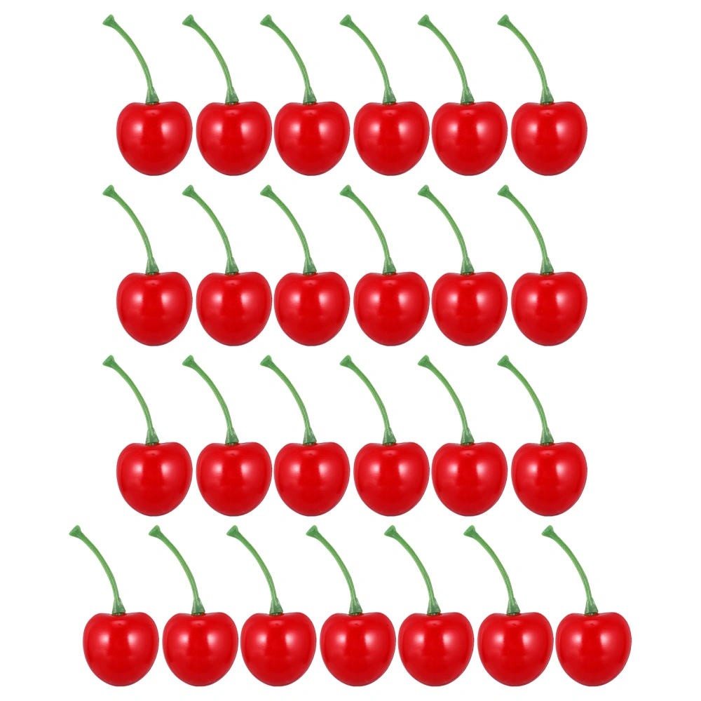 25 Pcs Simulation Red Cherries Props Exquisite Cherries Ornaments for Decor