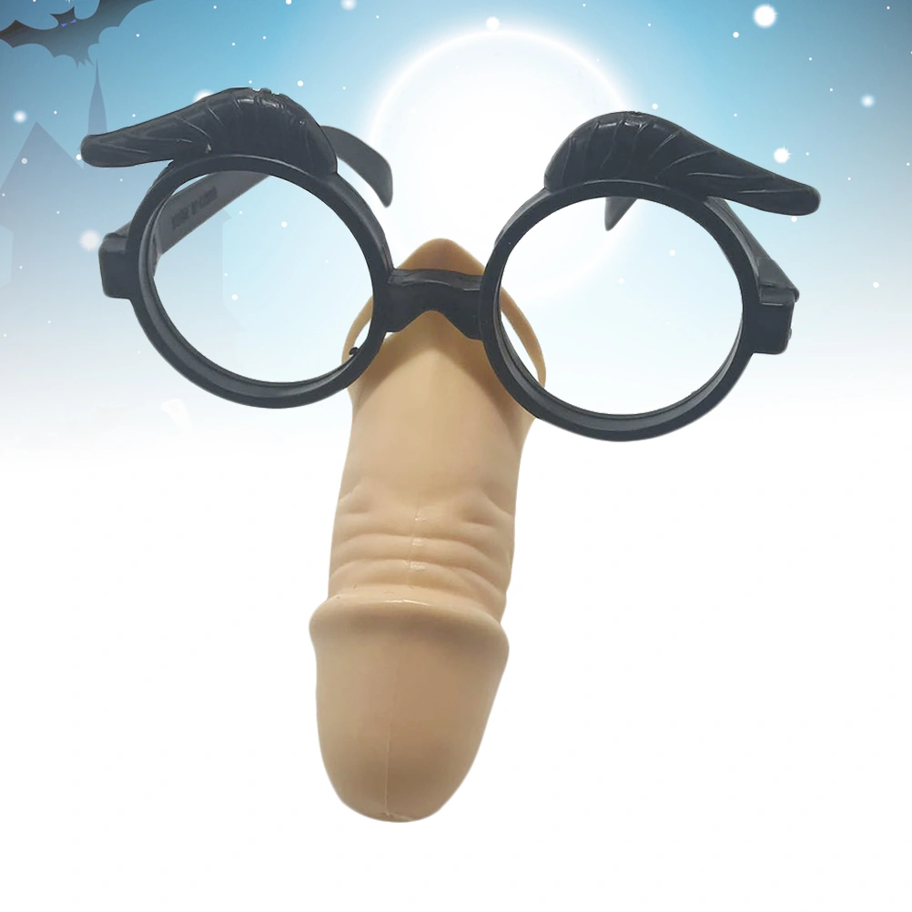 Glasses Prop Long Nose Glasses Holloween Nose Glasees Prop Funny Party Mask (Random Color)