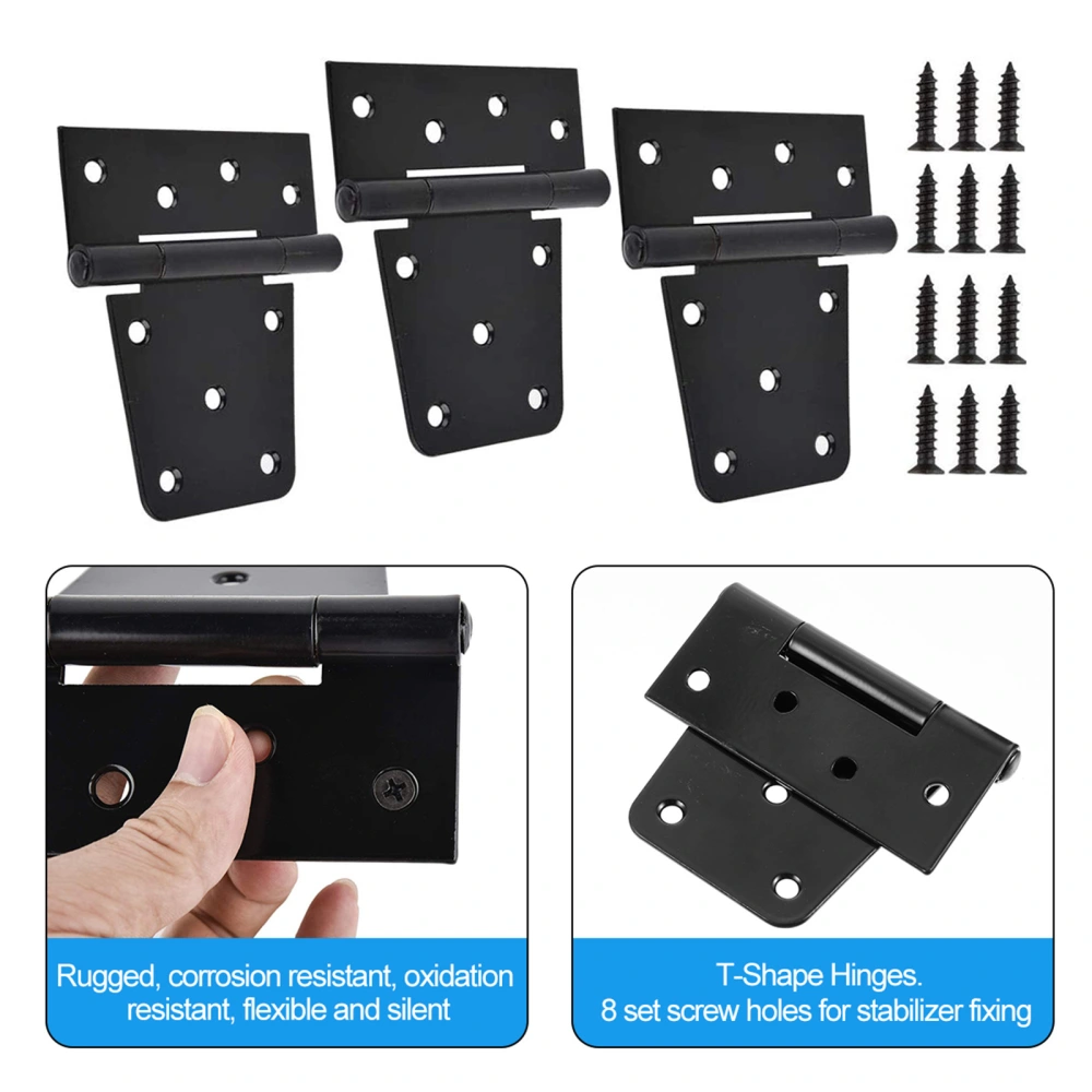 3pcs Practical T-Shape Hinge Durable Door Hinges Multifunctional Metal Hinge