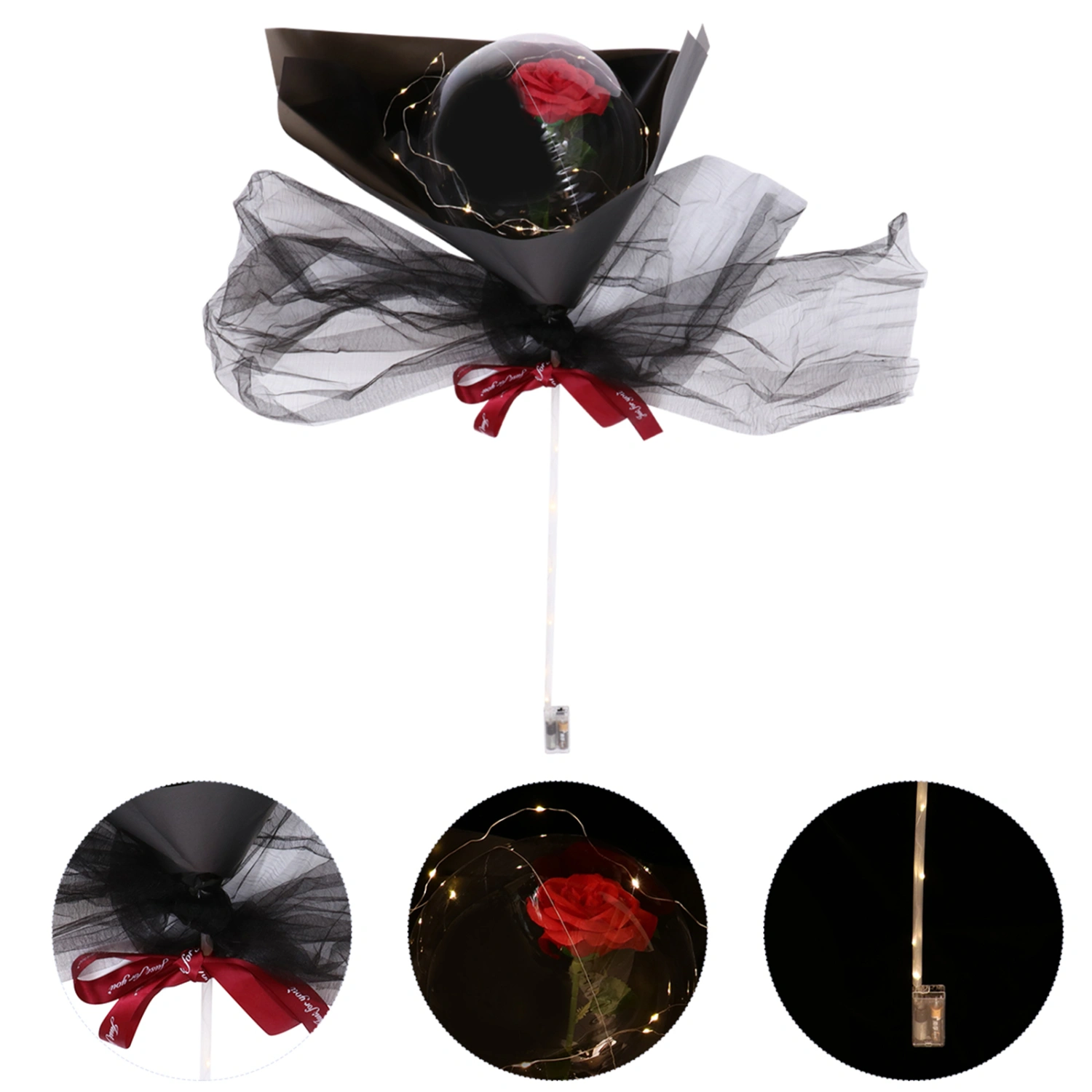 1 Set LED Luminous Balloon Rose Bouquet DIY Material for Girlfriend Anniversary