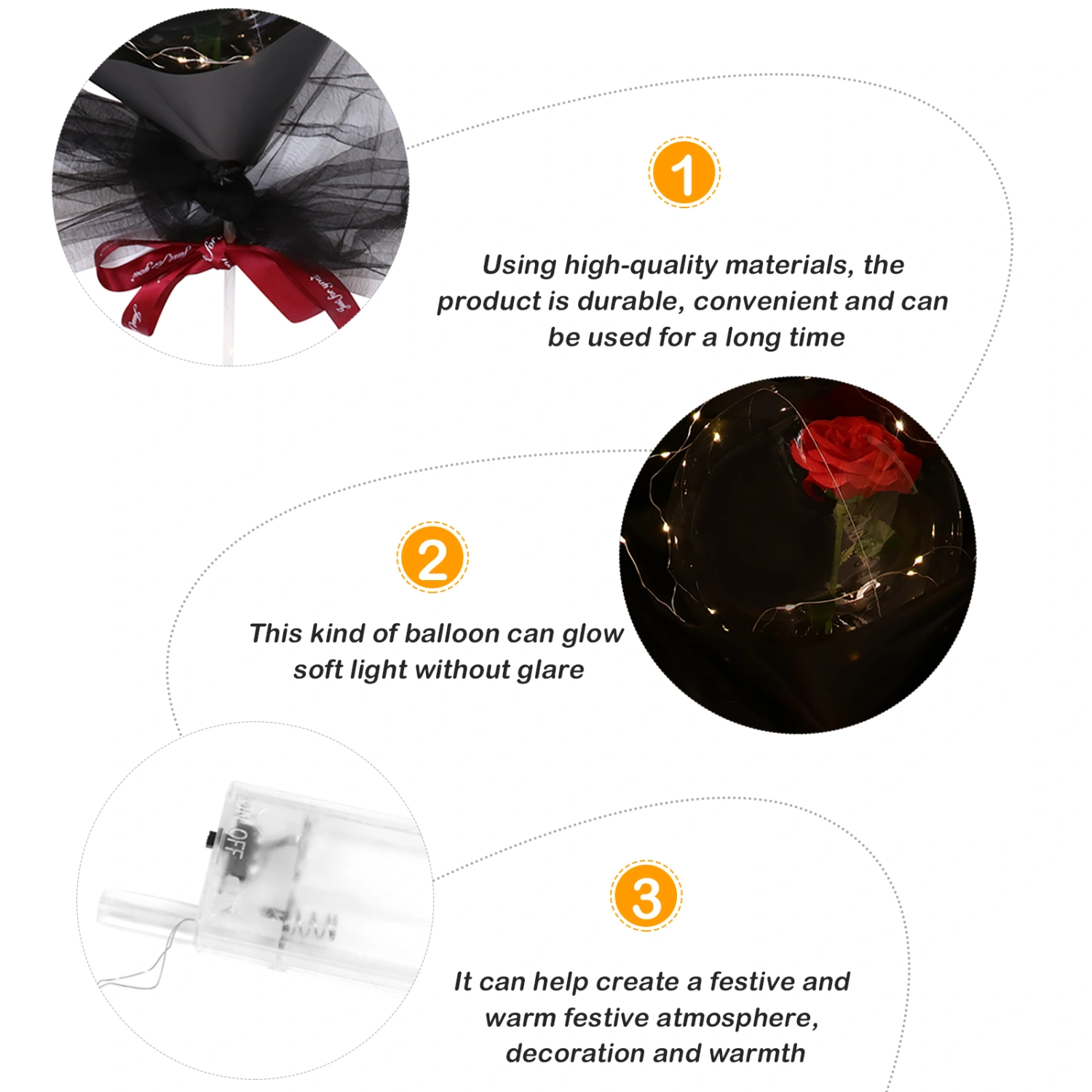 1 Set LED Luminous Balloon Rose Bouquet DIY Material for Girlfriend Anniversary