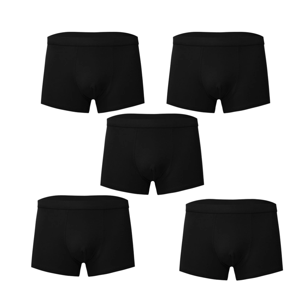 5pcs Cotton Man Underwear Briefs Stretchy Breathable Briefs Sexy Underwear Shorts Underpants Size L (Black)