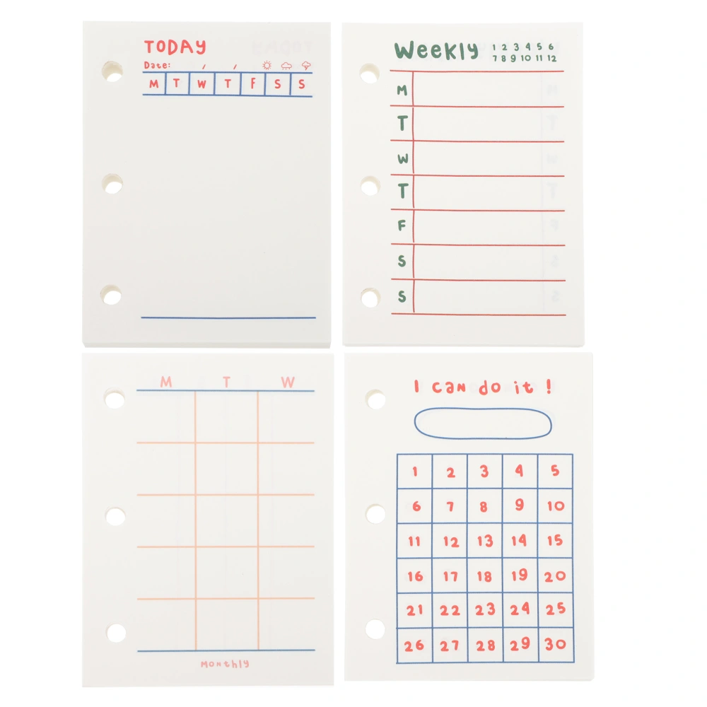 4Pcs Planner Notebook Inner Paper Replacements Loose-leaf Refills Student Stationery