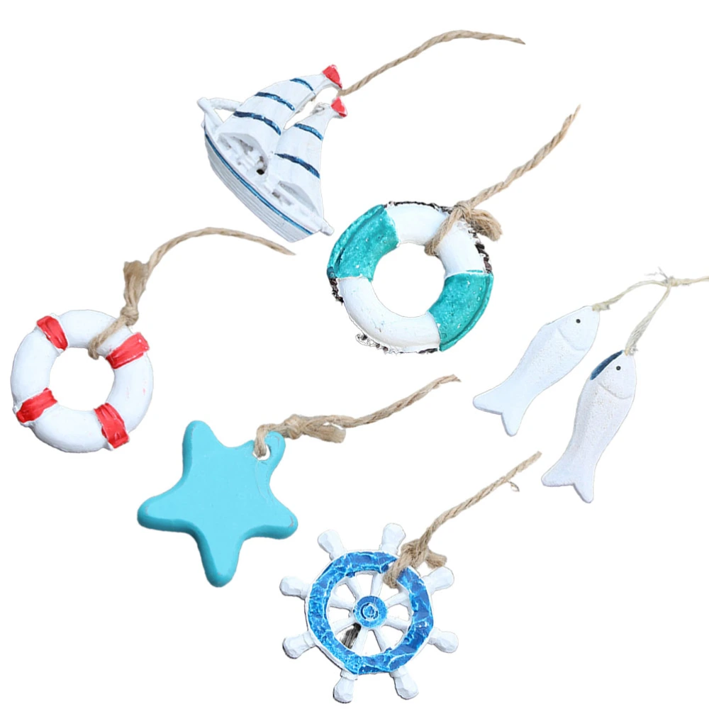 6pcs of One Set Mediterranean Pendant Delicate Pendant Decor Creative Fish Hanging Mini Hanging for Home Room Office Shop (Random Style)