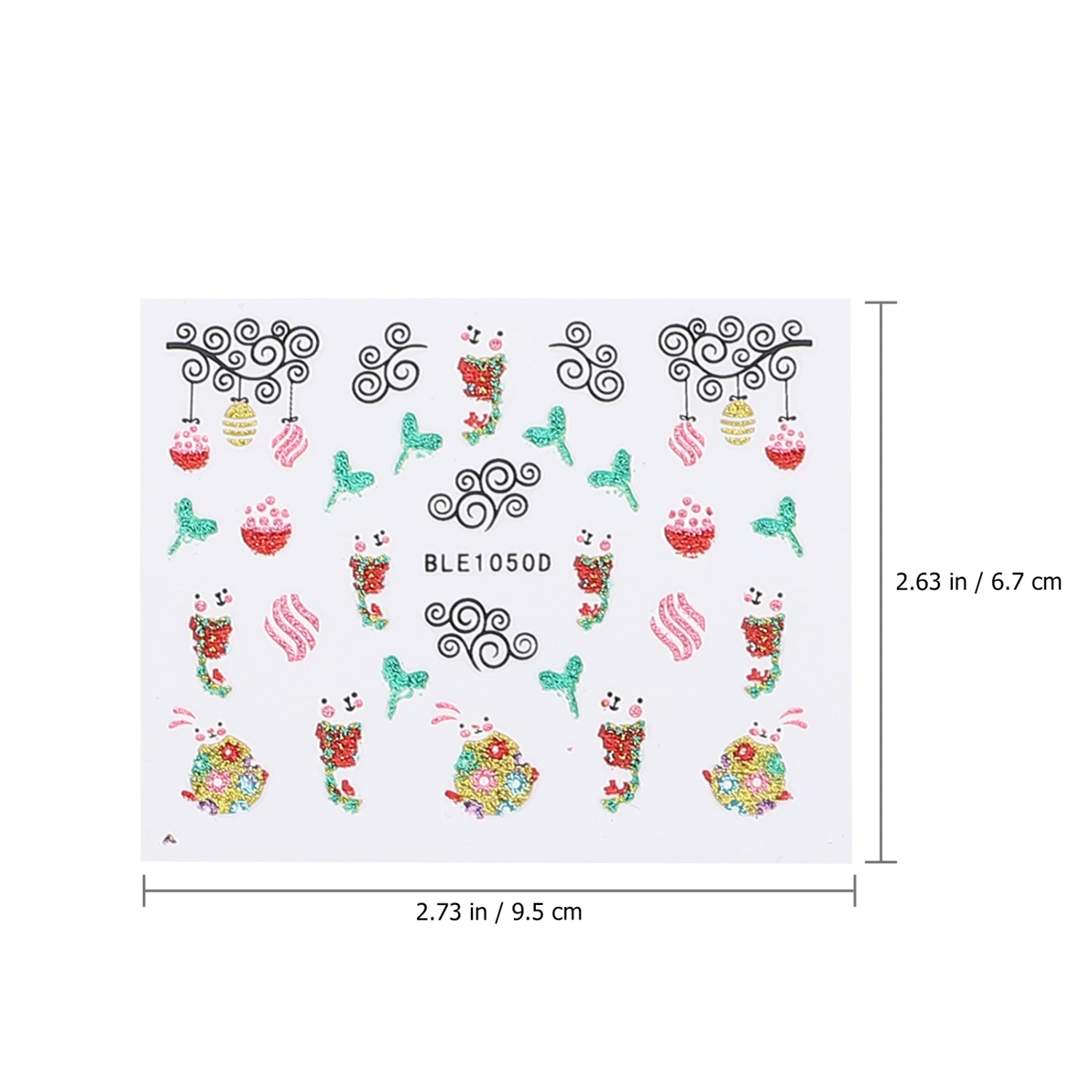 12pcs Nail Art Stickers 2D Easter Pattern Self-adhesive Nail Decals for Kid Girl