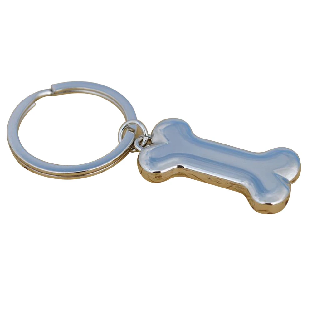 Bone Shape Keyring Keychain Metal Cool Car Keyring Purse Bag Pendant Decoration Creative Gift Party Favor (Silver)