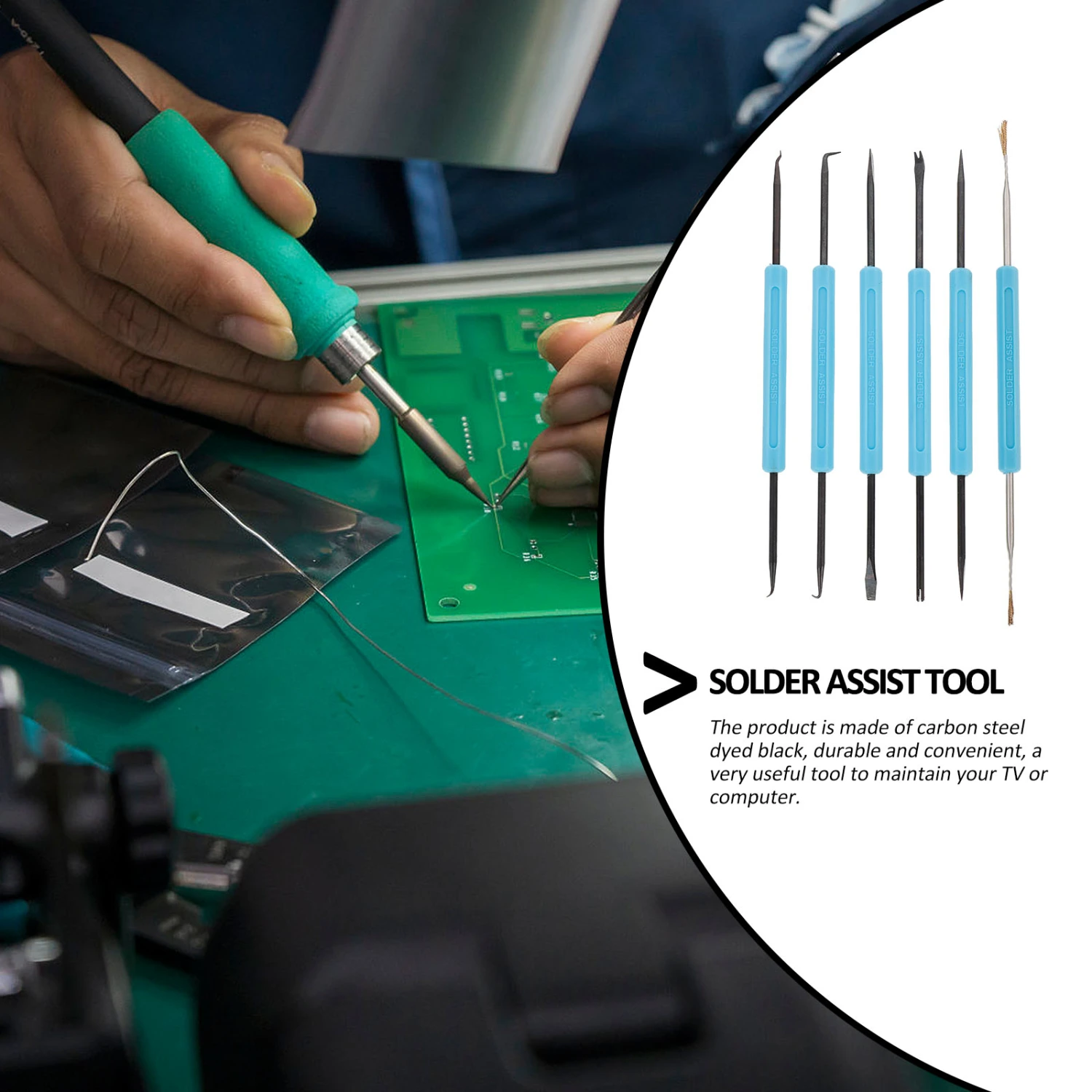 6pcs Solder Auxiliary Tool Double-sided Repair Tools Soldering Tools (Sky-blue)