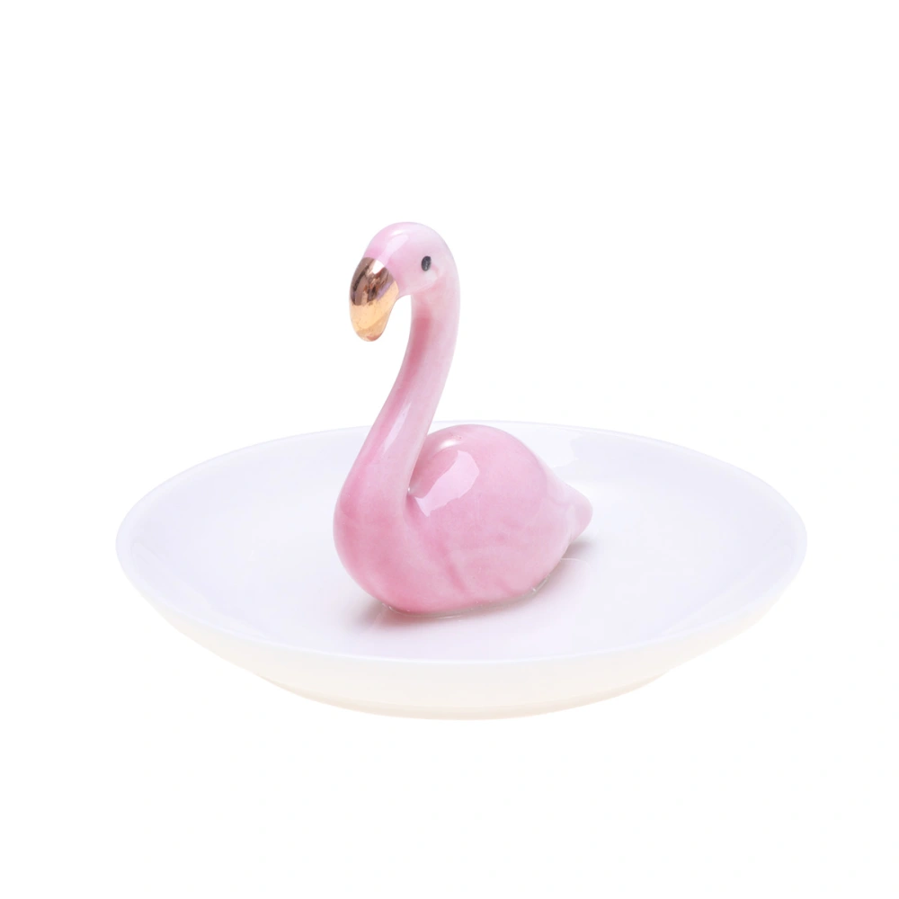 Ceramic Electroplate Jewelry Tray Organizer Decorative Ring Necklace Dish Plate Desktop Ornament for Bracelet Earring (Swan)