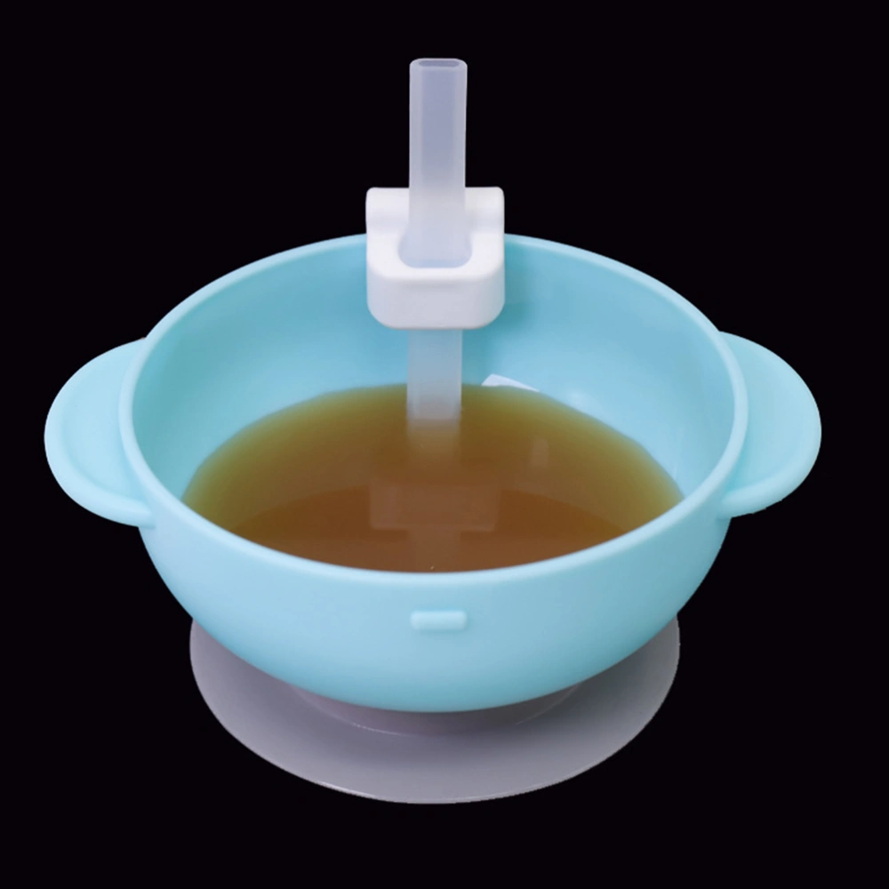 4pcs Baby Bowl Straws with Buckle Silicone Straw Suction Cup Bowl Accessories for Drinking Soup and Water