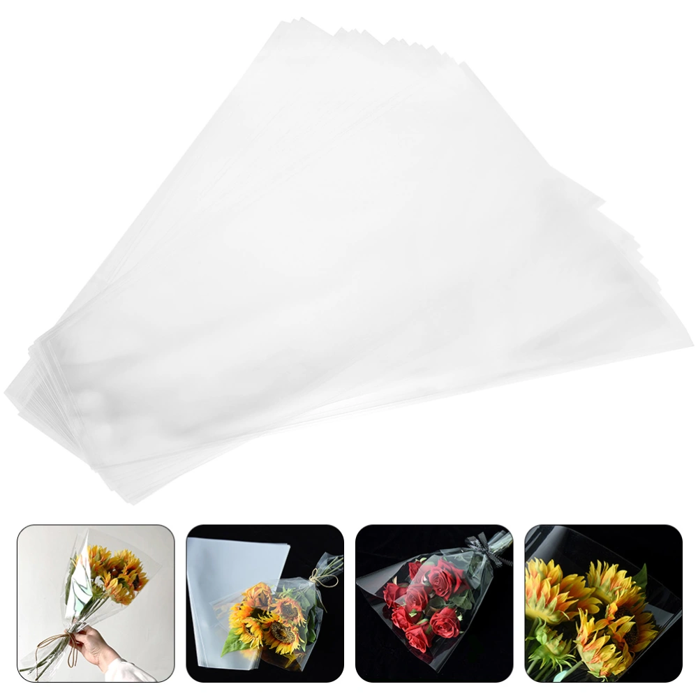 50Pcs Transparent Packing Bags Professional Wrapping Bags Rose Bouquet Bags Practical Gift Bags