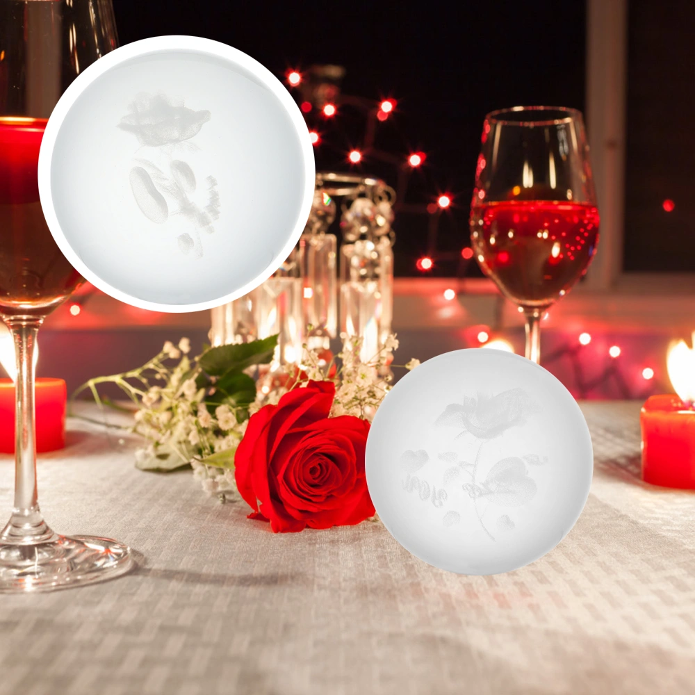 Valentines Rose-carved Crystal Ball 3D Inner Rose Crystal Ball Home Decor