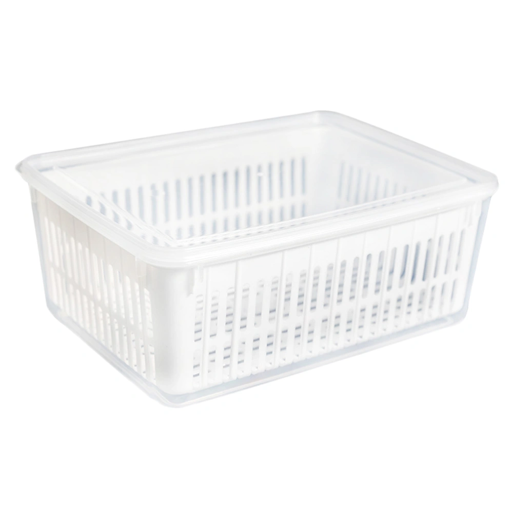 Refrigerator Food Storage Box Drainer Plastic Vegetable Fruit Container Double Layers Washing Basket with Lids for Kitchen