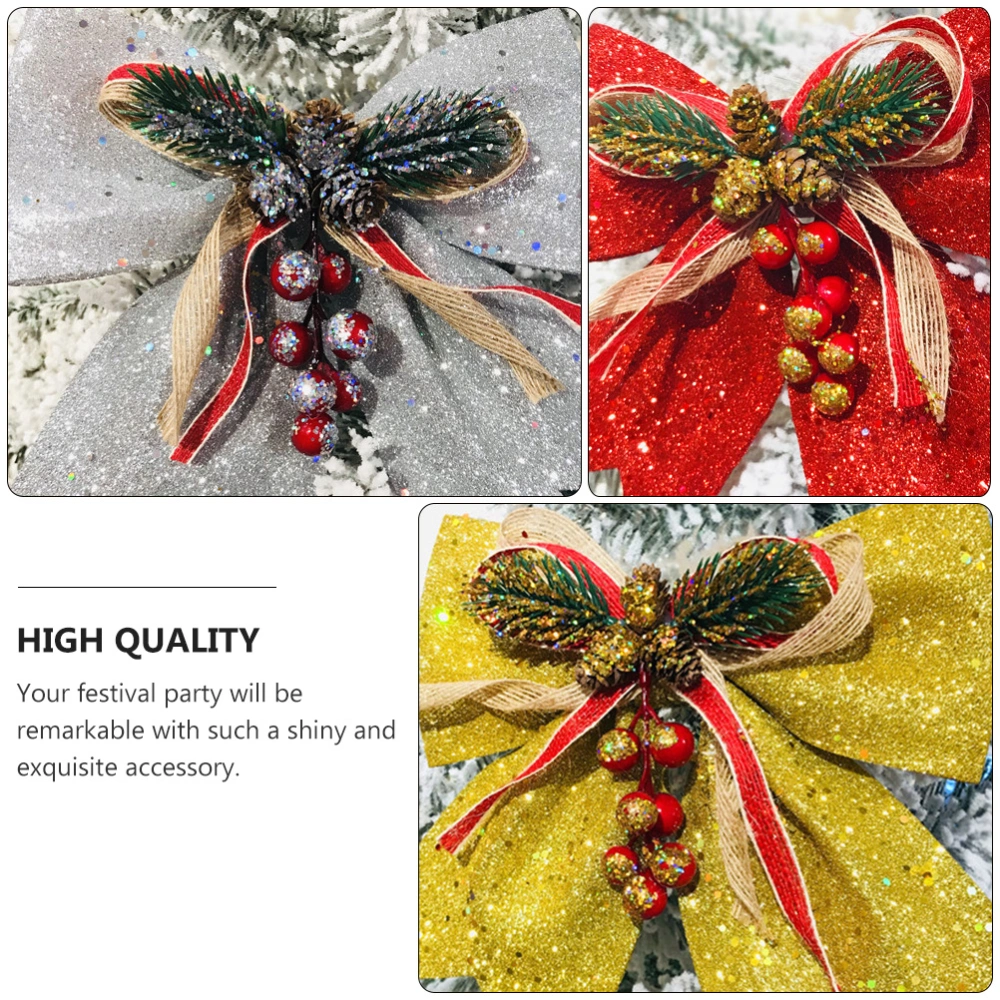 6Pcs Christmas Bowknot Pendants Xmas Tree Adornments Bowknot Decoration