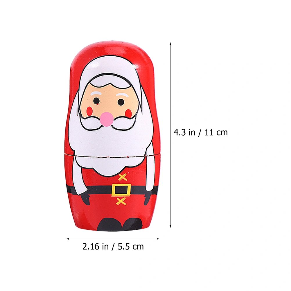1 Set of Xmas Russian Nesting Dolls 5-layer Cartoon Christmas Santa Clause Nesting Dolls