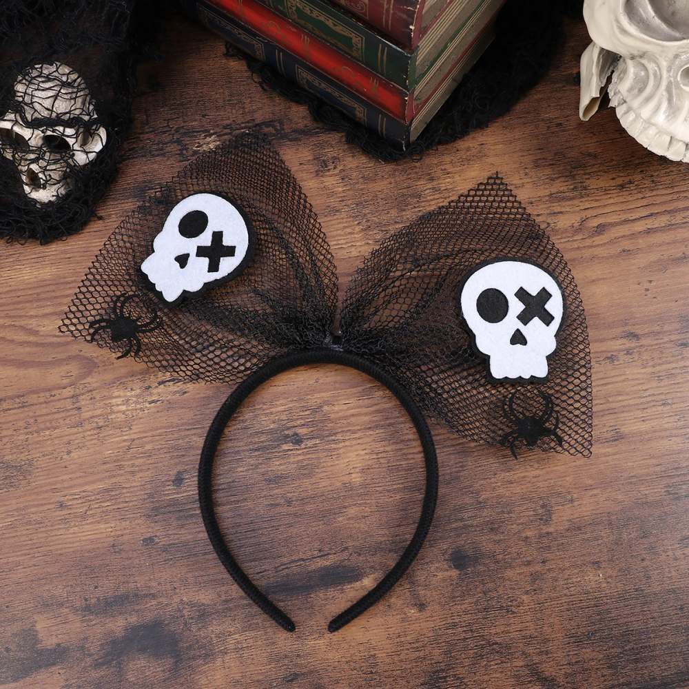 Mesh Headband Novelty Bowknot Halloween Hairband Skull Spider Hair Headpiece Halloween Carnival Masquerade Party Cosplay Costume Accessory