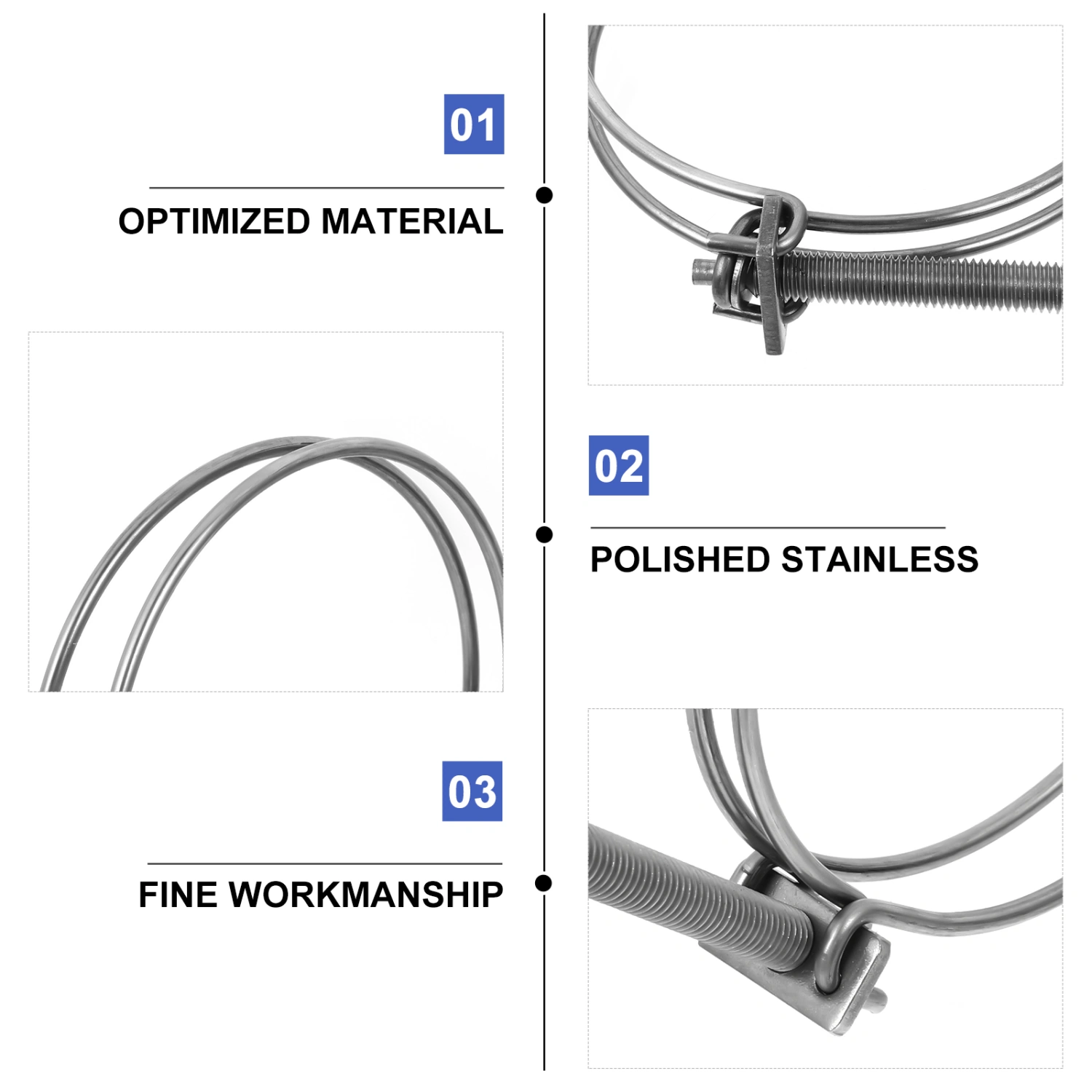 4 Pcs 1 Bag Corrosion-resistant Hose Clamps Stainless Steel Pipe Clips (Silver)