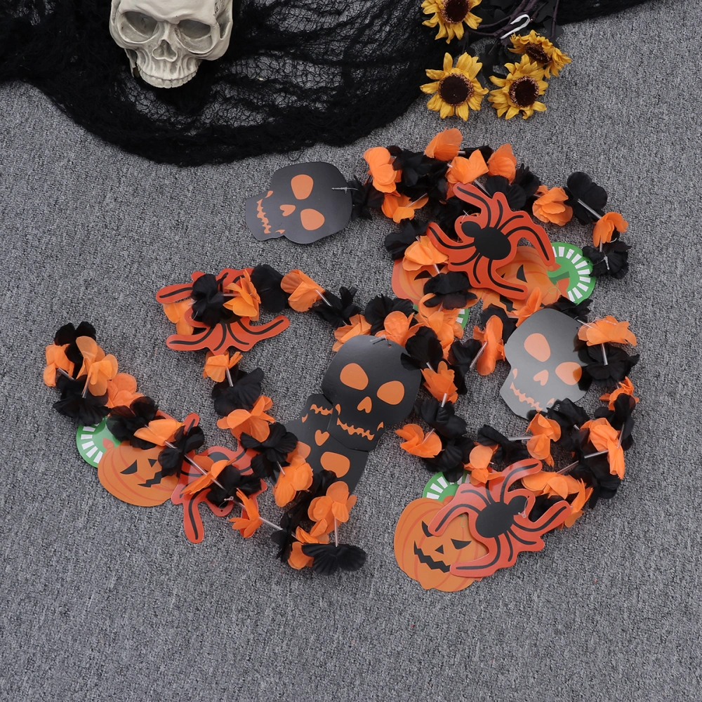 2pcs 3M Creative Halloween Party Decoration Floral Bunting Skull Banner Wreath Party Supply Halloween Garland Flower Decorations