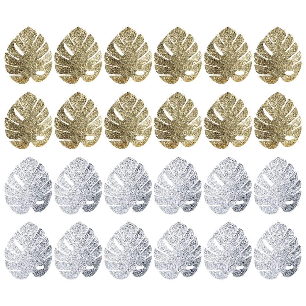 24Pcs Plastic Monstera Leaf Shaped Placemats Wedding Dining Table Decorations