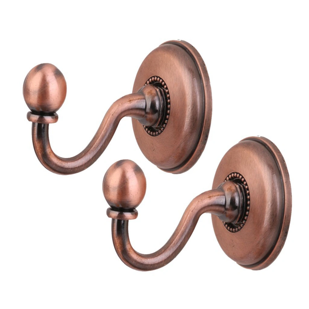 2Pcs Vintage Alloy Pommel Curtain Holdbacks Tieback Hooks Door Wall Hat Coat Hangers (Red Bronze)