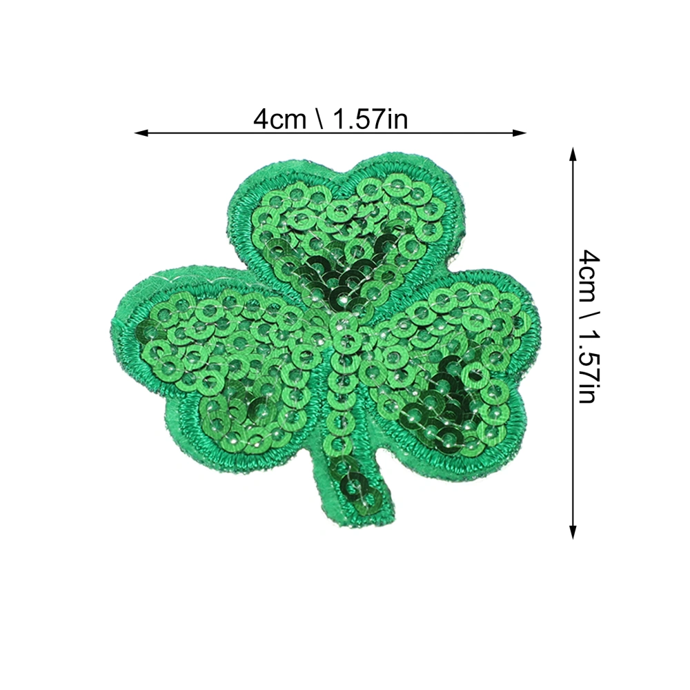 1 Set 20 Pcs St. Patrick's Day Clothes Patches Sequin Clothes Accessories Clover Patches (Green)