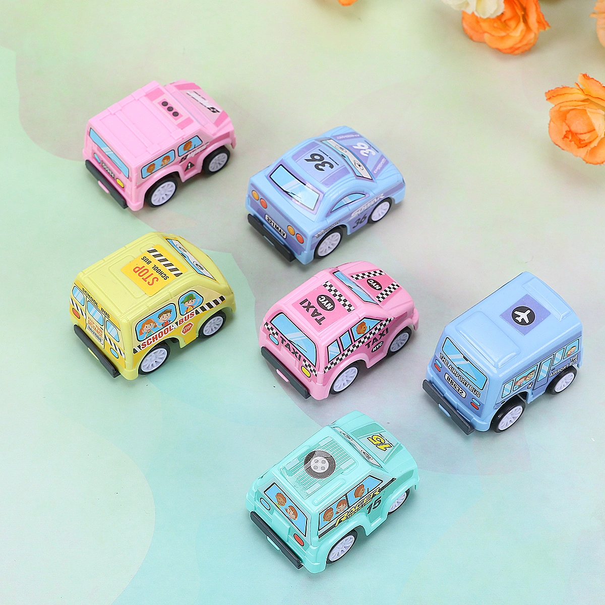 6PCS Baby Mini Inertia Truck Engineering Van Toy Set Early Educational Toys for Toddlers Babies Kids Gift (City Vehicle)