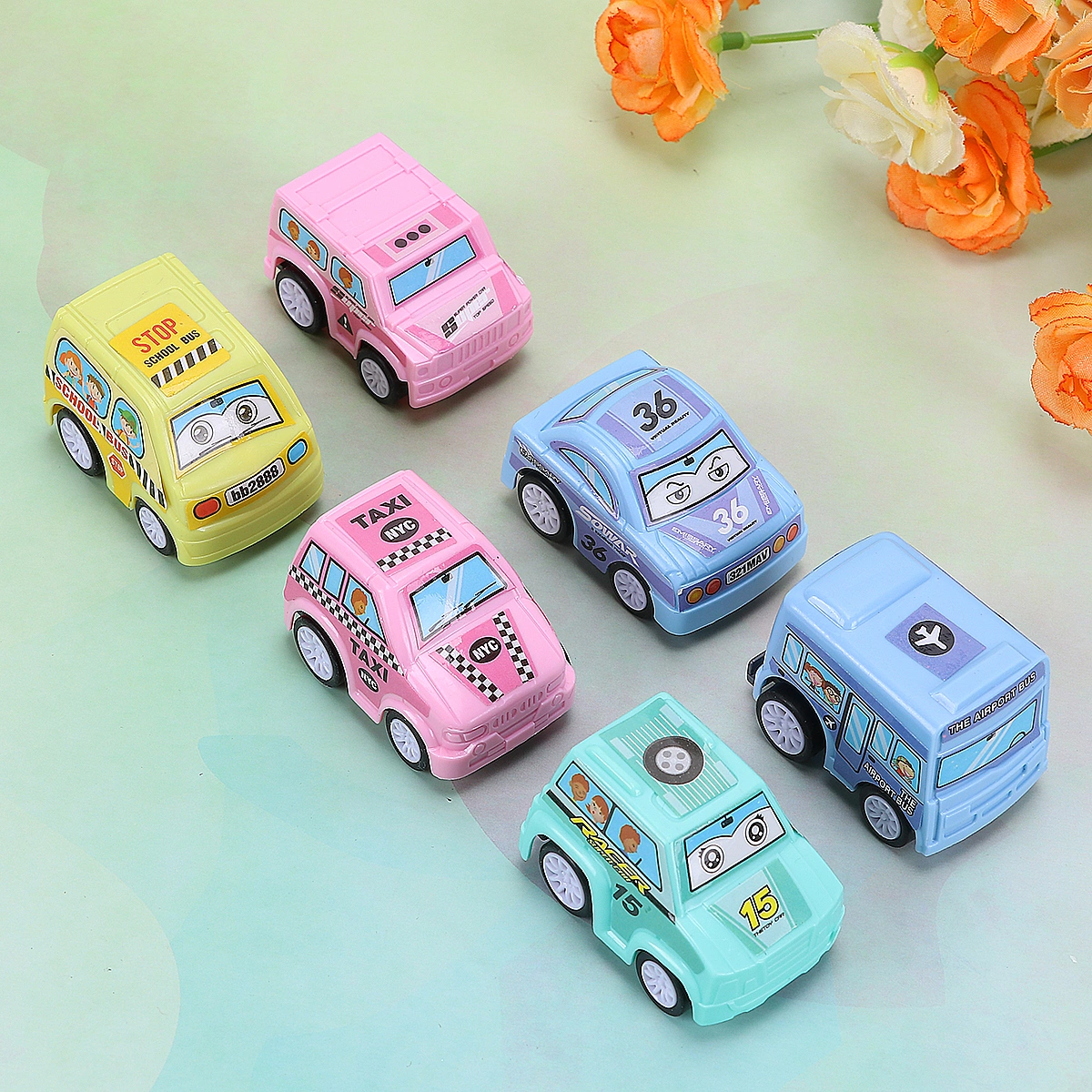 6PCS Baby Mini Inertia Truck Engineering Van Toy Set Early Educational Toys for Toddlers Babies Kids Gift (City Vehicle)