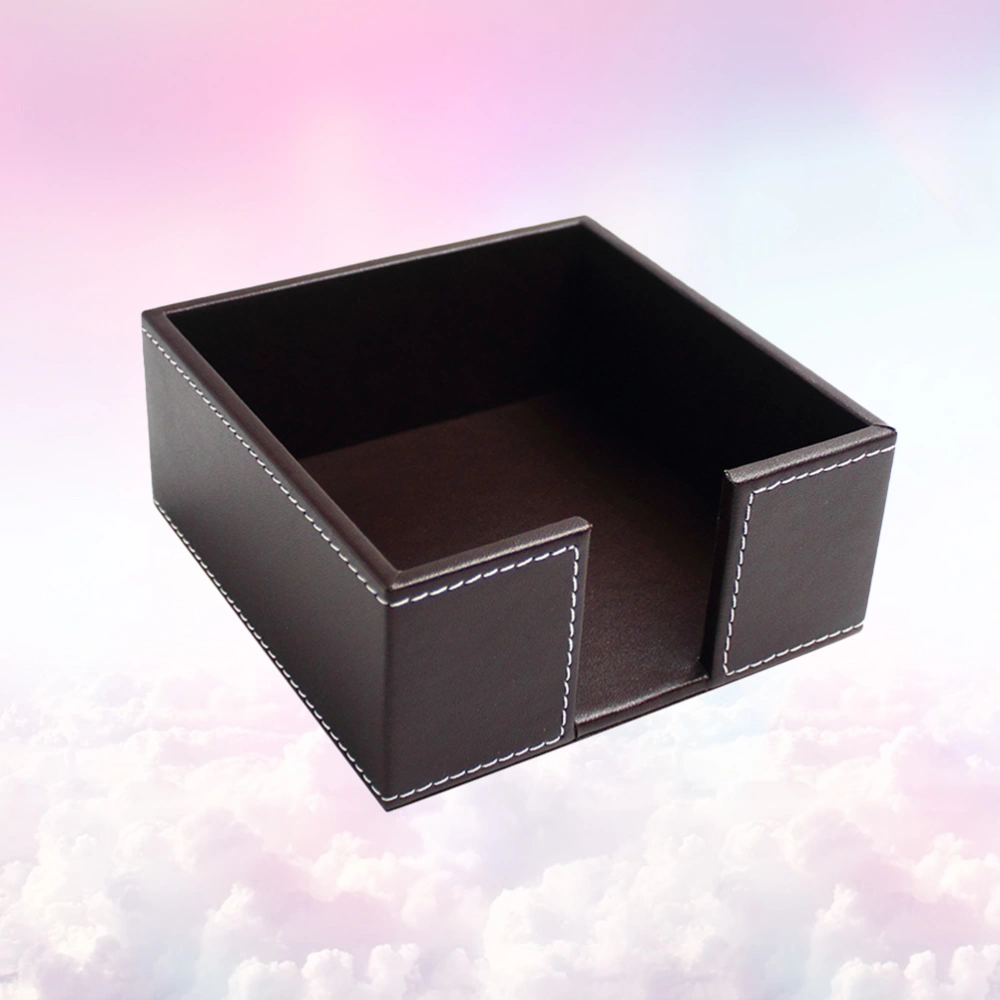 1PC PU Leather Tissue Box Simple Square Shape Tissue Holder Creative Household Napkin Box Elegant Tissue Storage Holder for Hotel Dining Room Use Brown