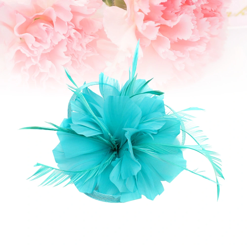 1PC Feather Flax Hair Side Clip Elegant Hair Clips Hair Pin for Women Lady (Lake Blue)