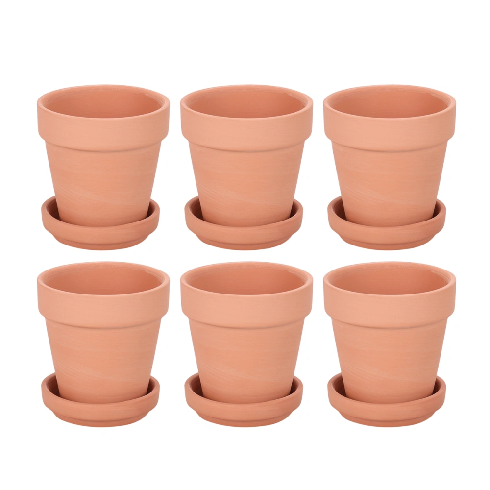 10 Sets Red Pottery Flower Pots Simple Household Planter Cactus Succulent Pots for Plants (8x8cm Pot + 7.3cm Pot Base)