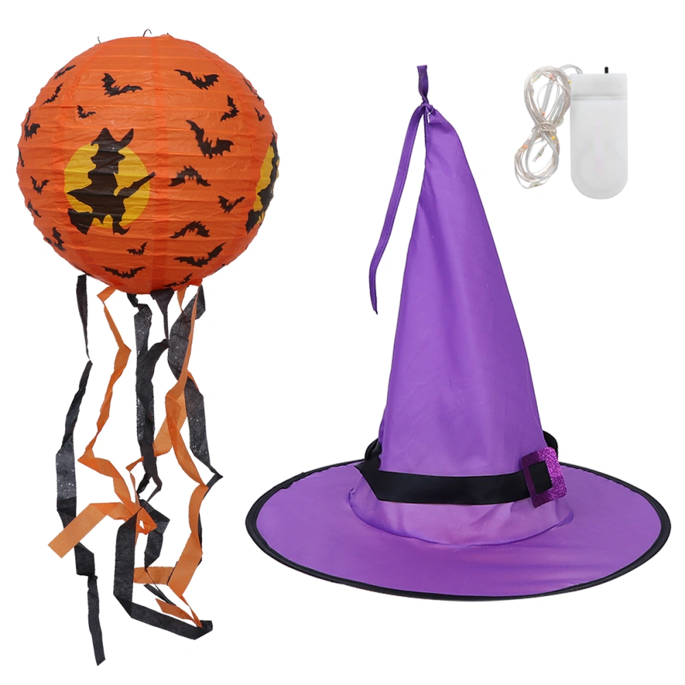 1Pc Halloween LED Light Festive Decor Luminous Lantern with Witch Hat (Purple)