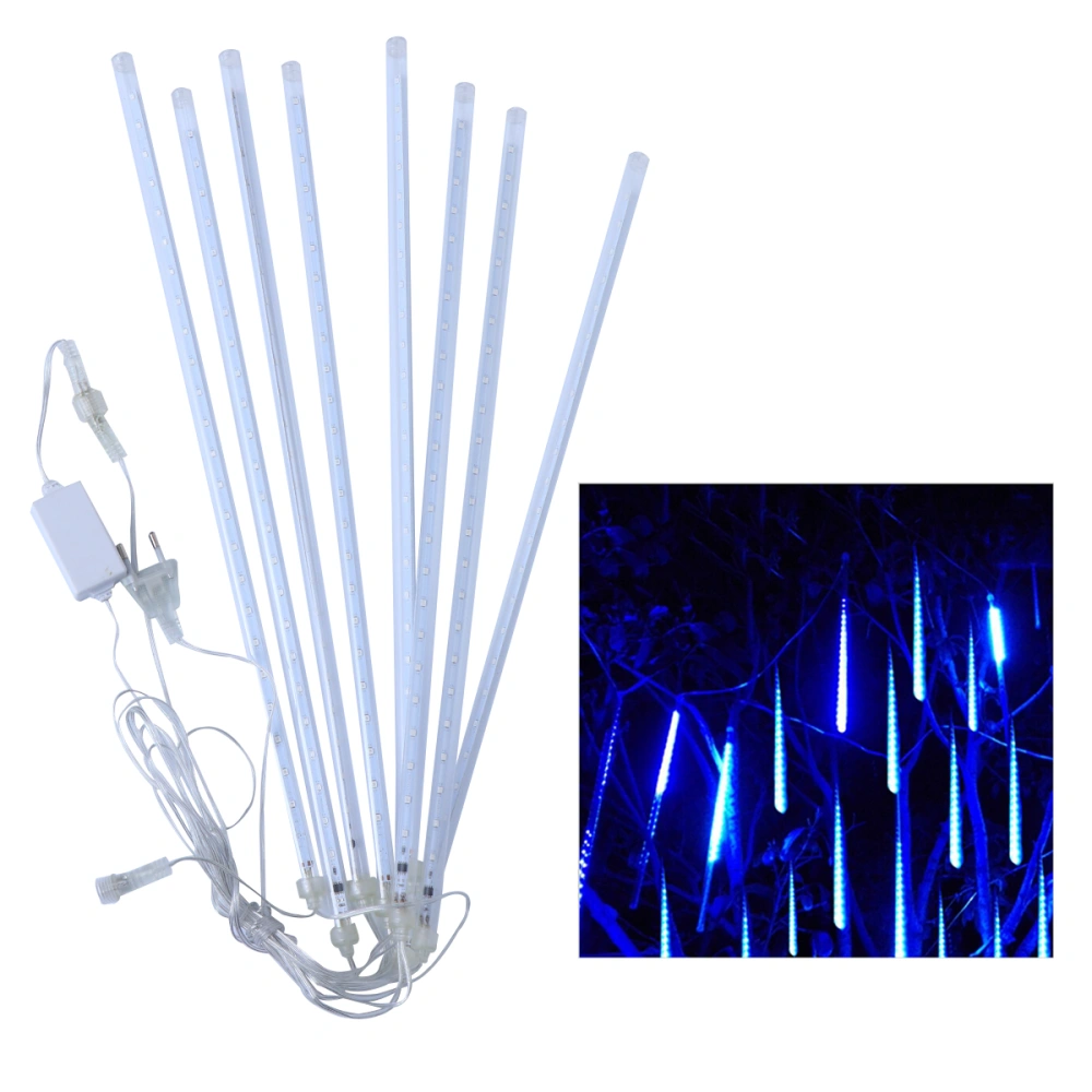 20 Inches 8 Tubes Meteor Shower Rain Lights Waterproof Xmas Decoration Falling String Lights for Wedding Party Christmas with EU Plug (Blue Light)