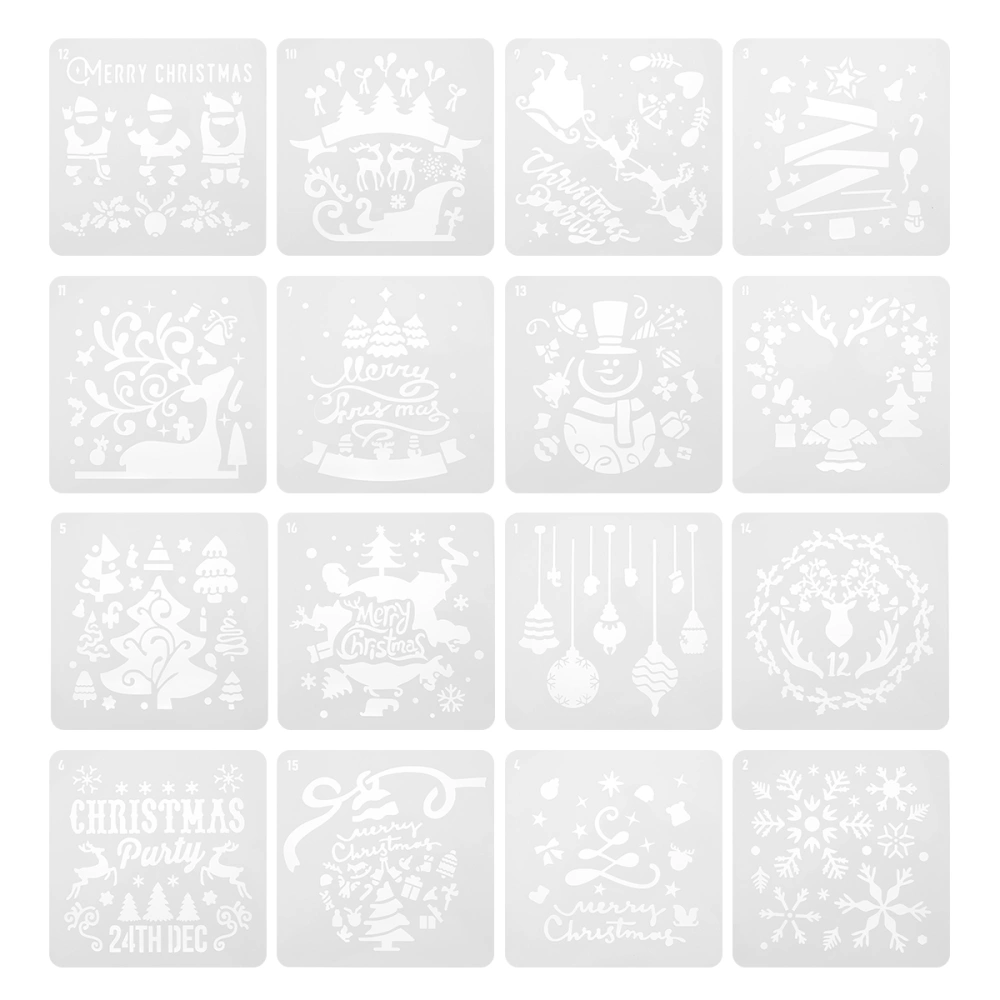 16Pcs Christmas Stencils Painting Drawing Stencil Templates for Wall Furniture