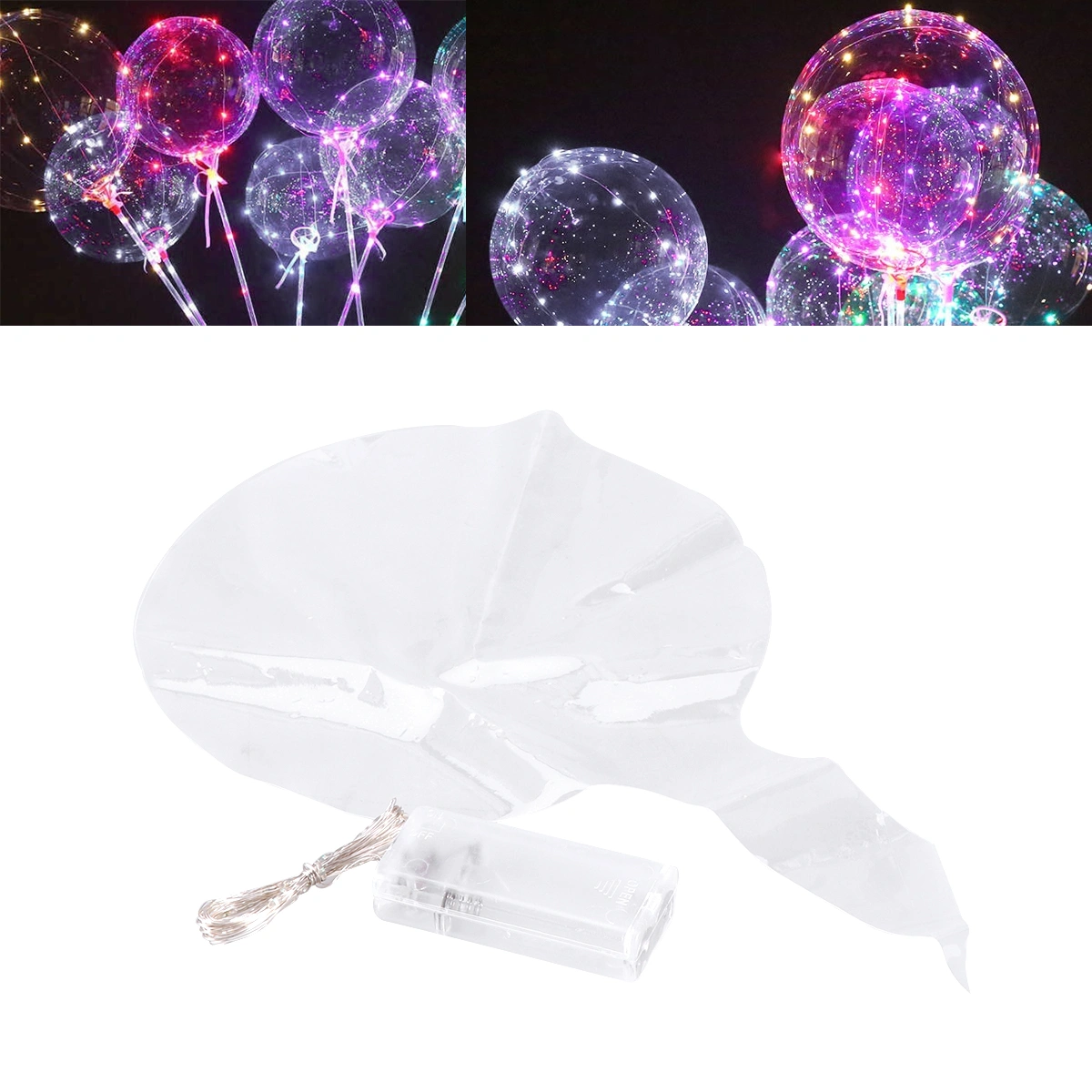 10 Sets LED Glowing Balloons Fashion Unique Light up Balloons Battery Operated Colorful Balloons Wedding Birthday Party Decoration Favors with 3 Meters Light Line (Without Batteries)