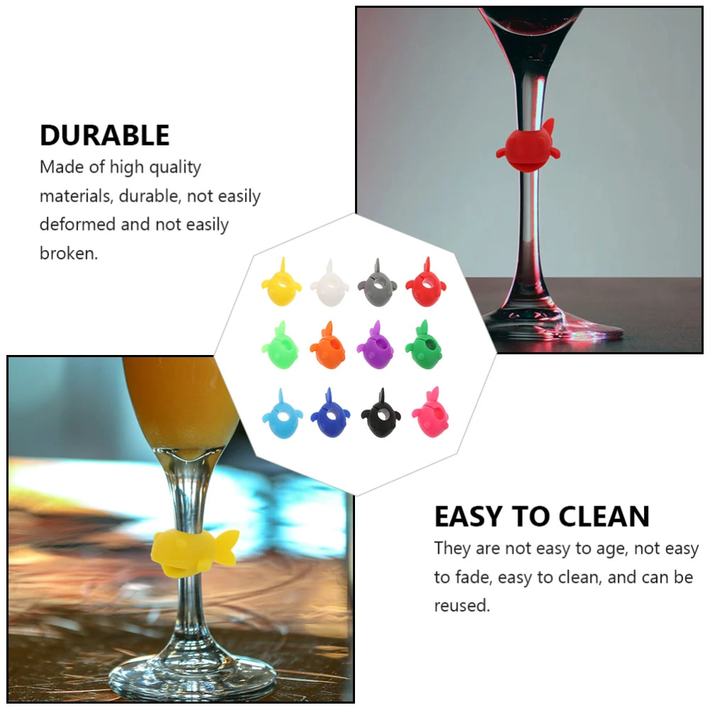 24Pcs Wine Glass Charms Party Glass Decors Glass Identifiers (Assorted Color)