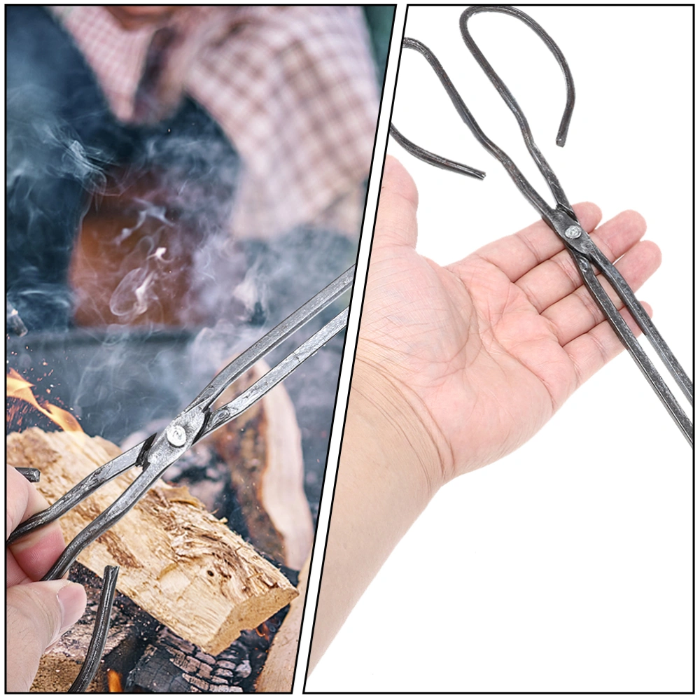 2Pcs Extended Fireplace Tongs Outdoor Picnic Cleaning Picker Big Head Clips