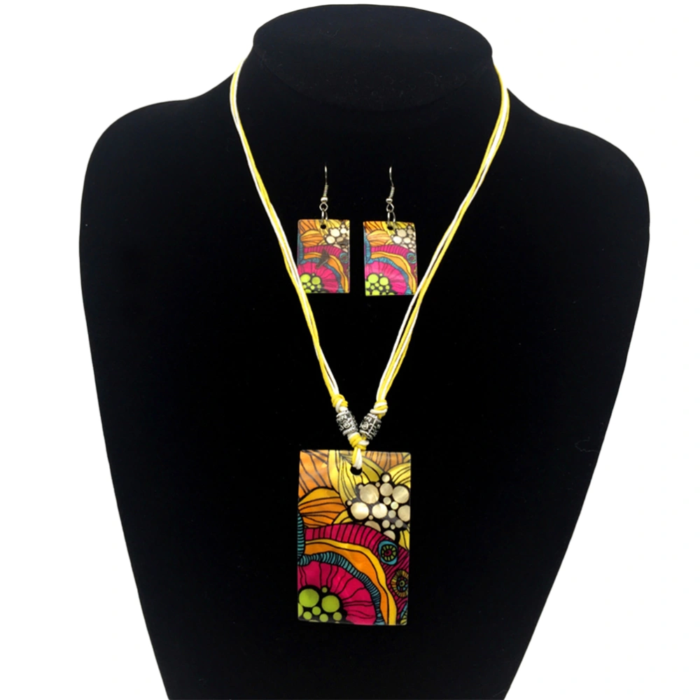 Fashion Figure Shell Painted Jewelry Set Women Earrings Pendant Necklace Jewelry Set