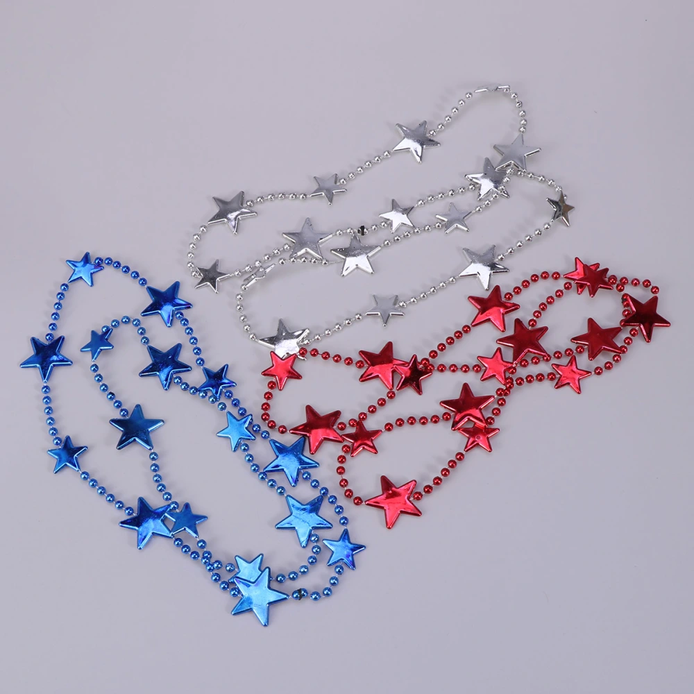 12pcs Pentagram Beads Star Beaded Necklace US National Day Necklace Plastic Party Dress Accessories(Assorted Color)