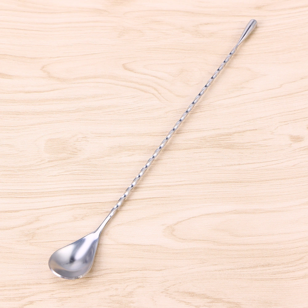 1 Pc Creative Stainless Steel Bar Cocktail Mixing Spoon Spiral Pattern Long Handle Stirring Spoon(ZX030)