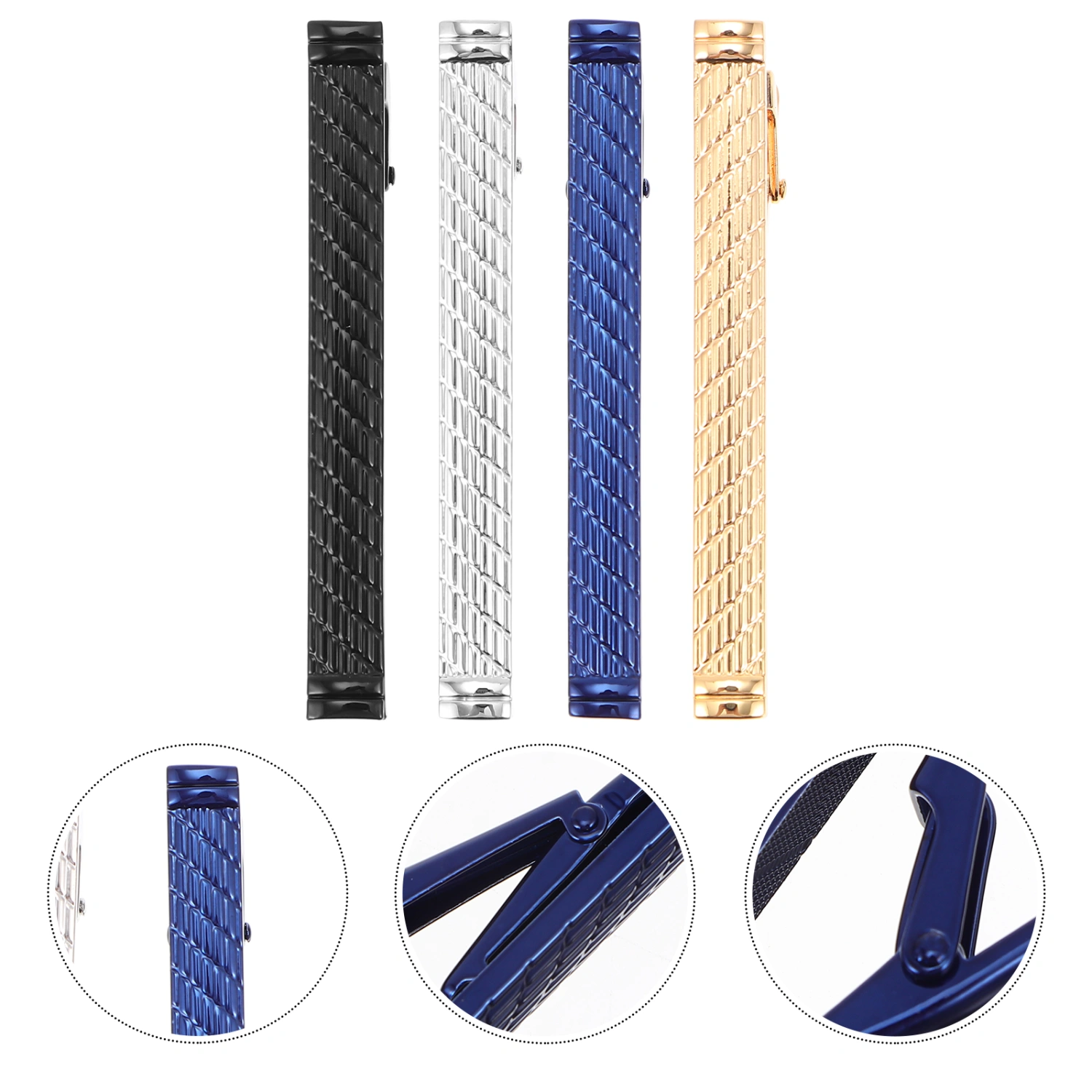 4Pcs Fashion Tie Clips Copper Delicate Necktie Clasps Business Necktie Clamps