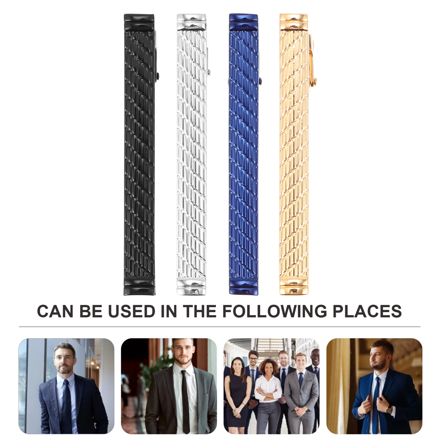 4Pcs Fashion Tie Clips Copper Delicate Necktie Clasps Business Necktie Clamps