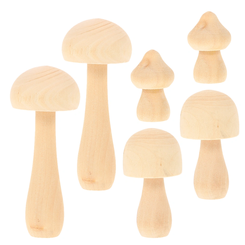 6 Pcs Wooden Mushroom Pegs Graffiti DIY Mushrooms Unfinished Wood Mushroom Craft